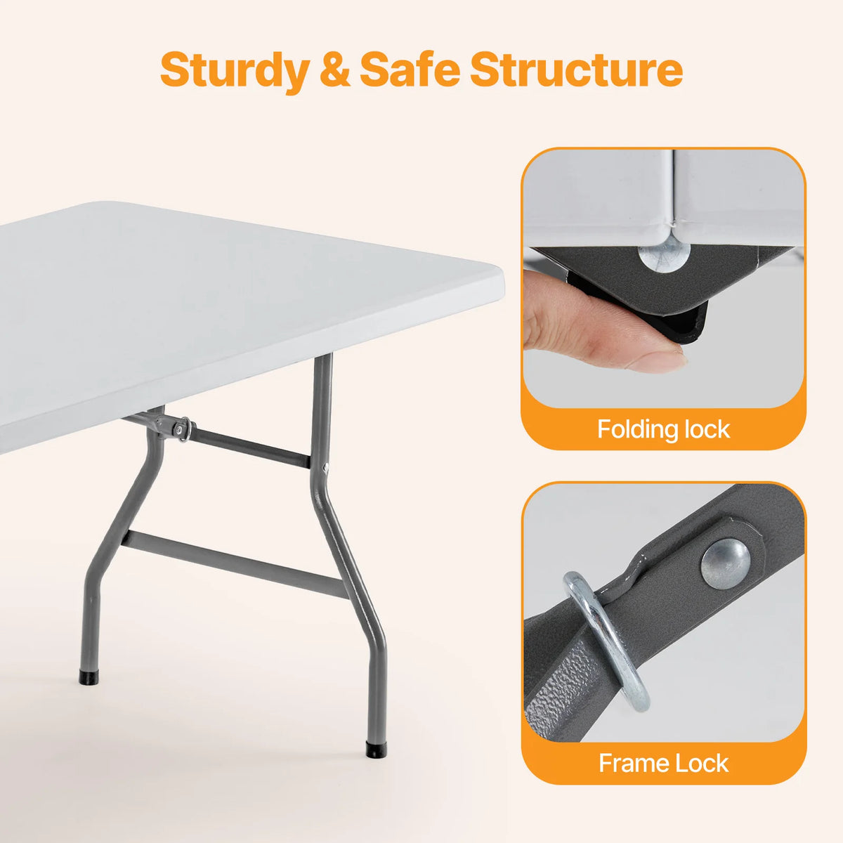 MCQ Folding Picnic Table Portable Metal Camp Table With Handle