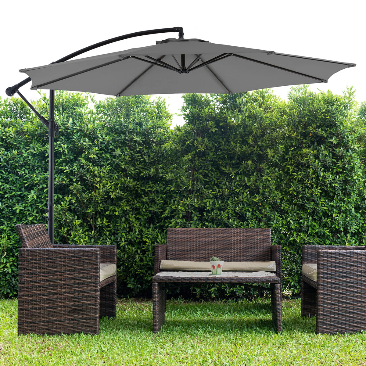 JHK Cantilever Patio Umbrella With Adjustable Tilt And UV Protection