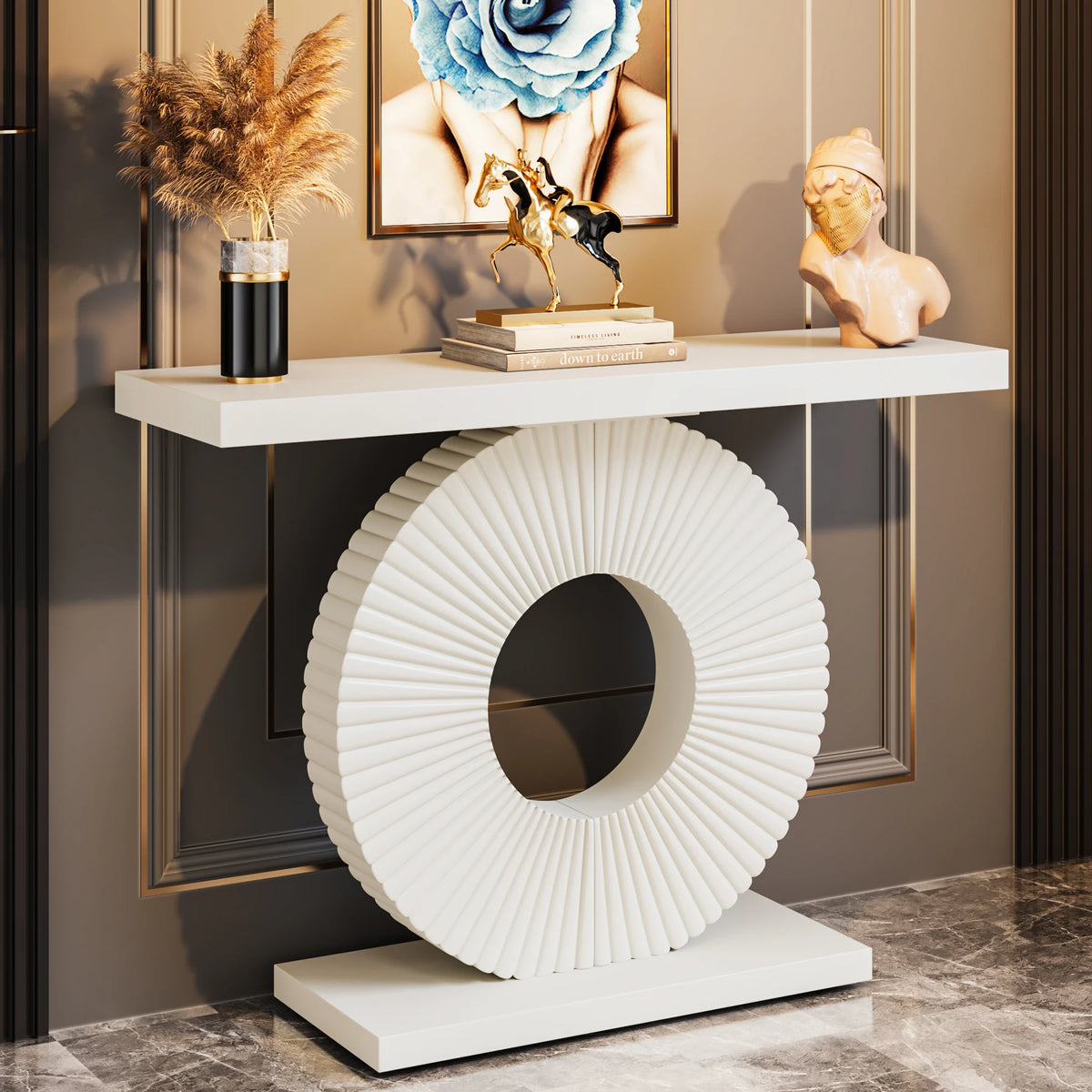 Tribesigns Modern Geometric Wood Console Table for Entryway or Sofa