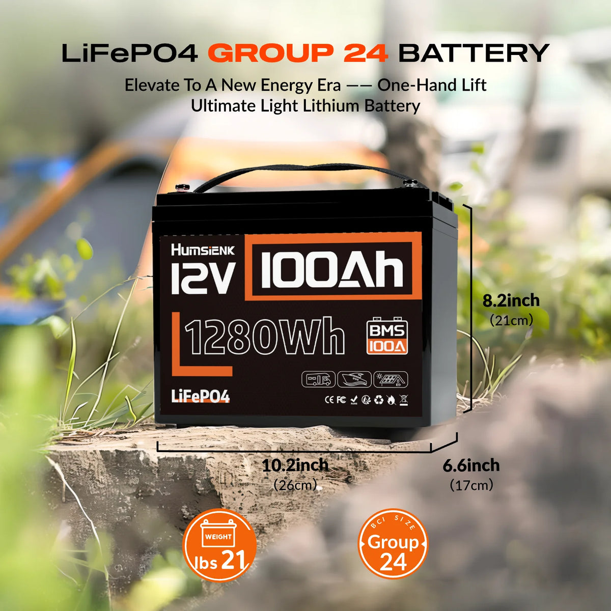 Humsienk 12V 100Ah LiFePO4 Lithium Battery For Solar Power Storage