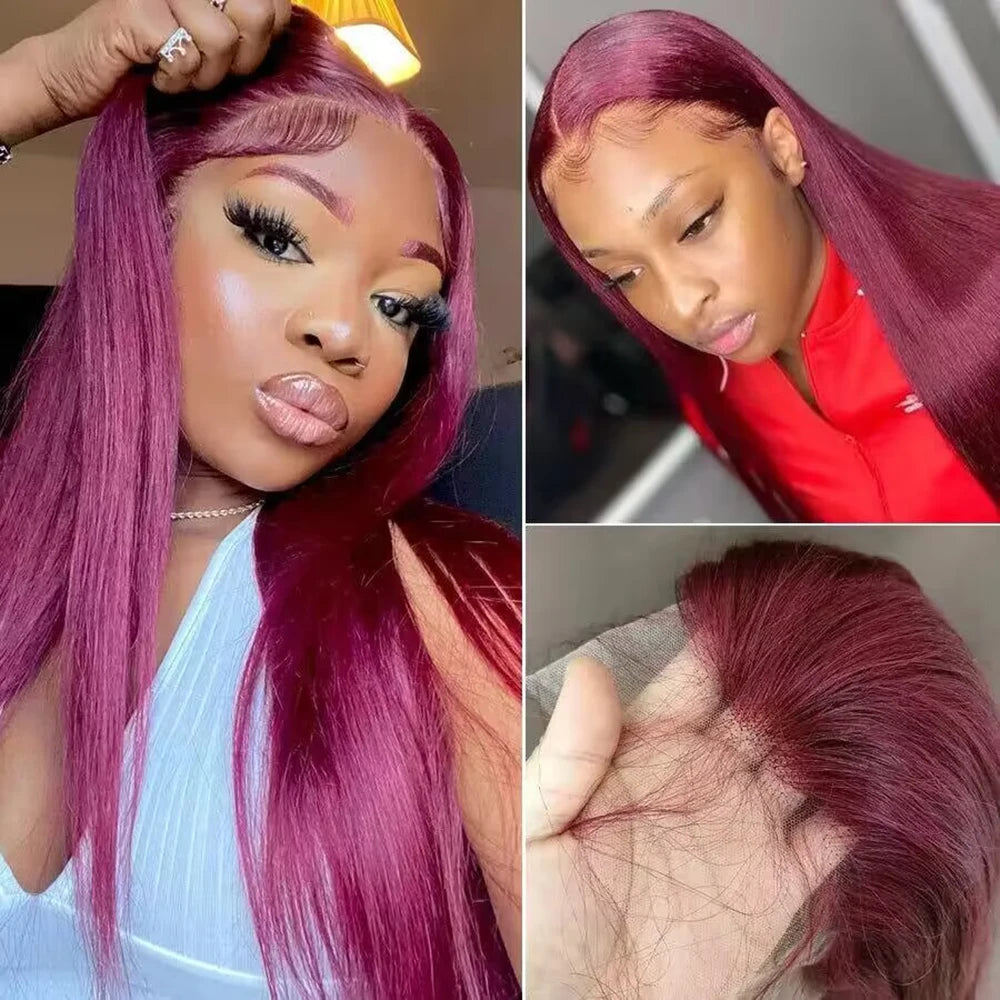 Eddfine Brazilian Remy Straight Human Hair Swiss Lace Front Wig