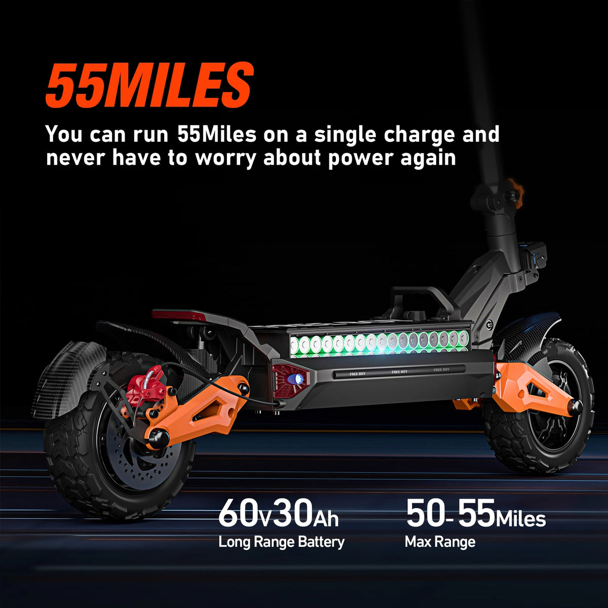 6000W Fast Electric Scooter for Adult,Dual Motor 50mph,60V 30Ah,11'' Off Road Tires,55 Miles Range,Sport Folding E-Scooter