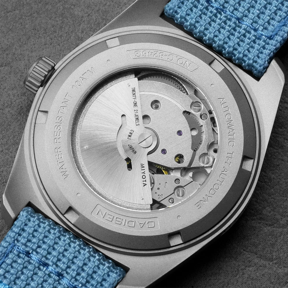 CADISEN TI-7 Autodyne Titanium Automatic Mechanical Watch Man Canvas Wristwatch MIYOTA 8215 Watches USA Warehouse Delivery