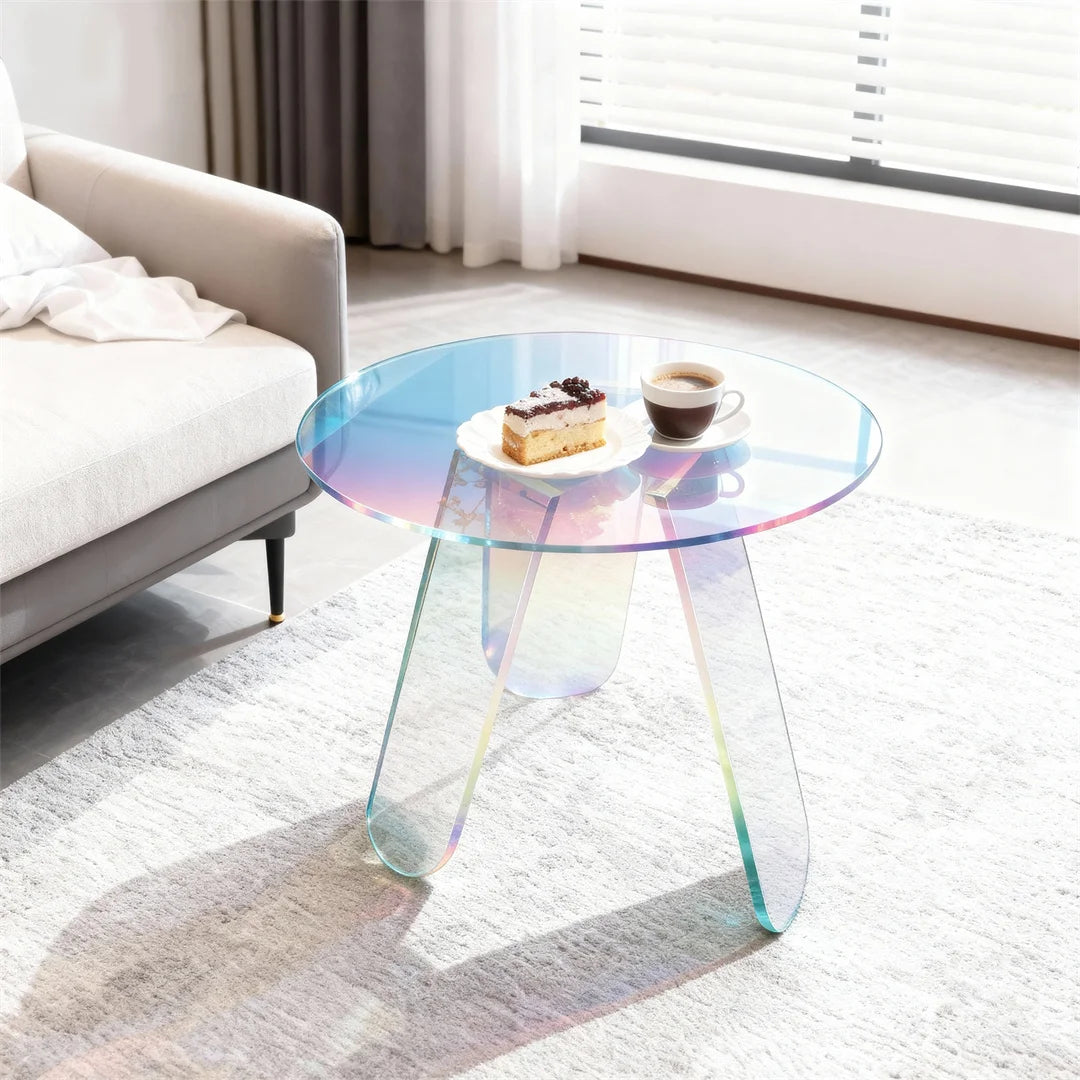 Modern Acrylic Round Side Table for Living Room or Bedroom