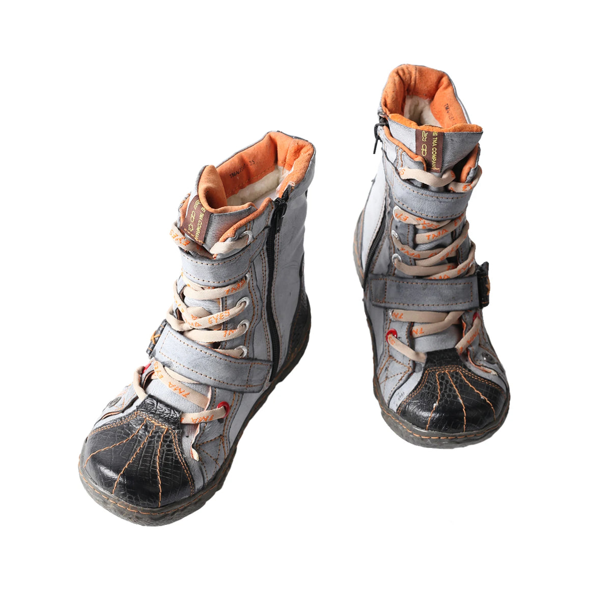 TMA EYES Women's Winter Snow Boots, Fleece Lined Ankle Boots, Vintage Retro Lace Up Side Zip Buckle, for Cold Weather