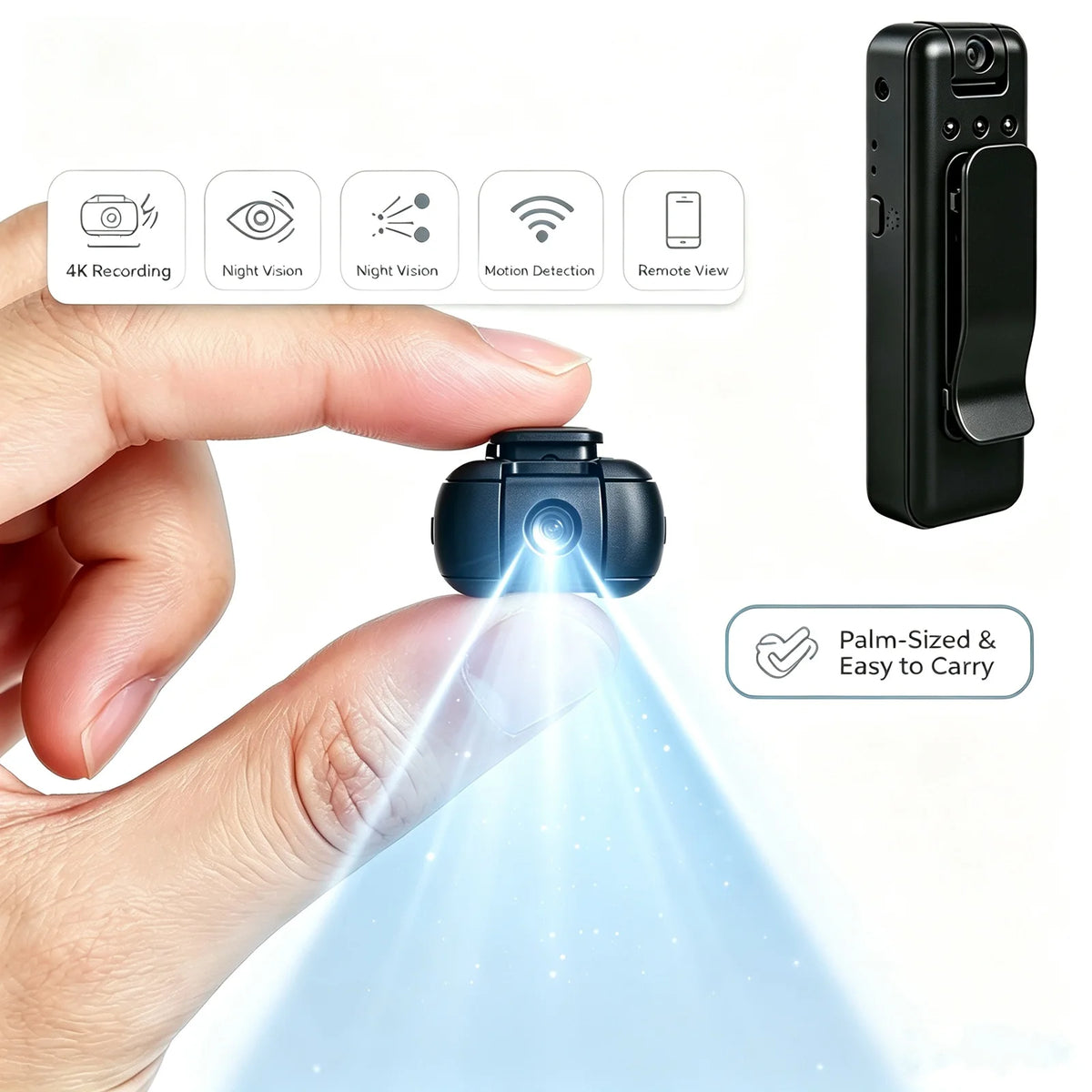 Portable Mini Body Camera Recorder, 1080P HD Wearable Video Cam With Night Vision, 360° Adjustable Rotating Lens, Clipon Design, Loop Record, Large Battery, Tiny Pocket Cam For Meetings, Outdoor Commuting & Daily Use