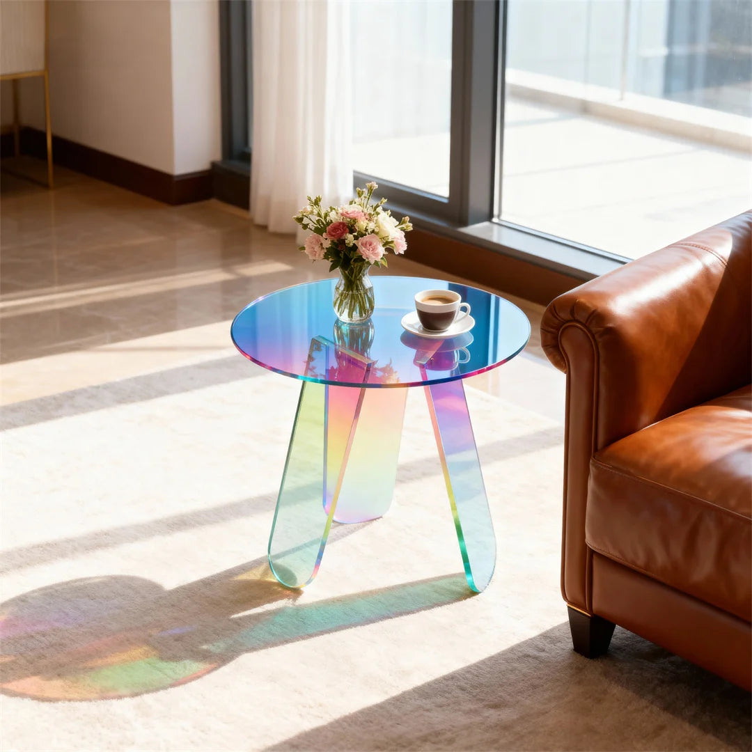 Modern Acrylic Round Side Table for Living Room or Bedroom