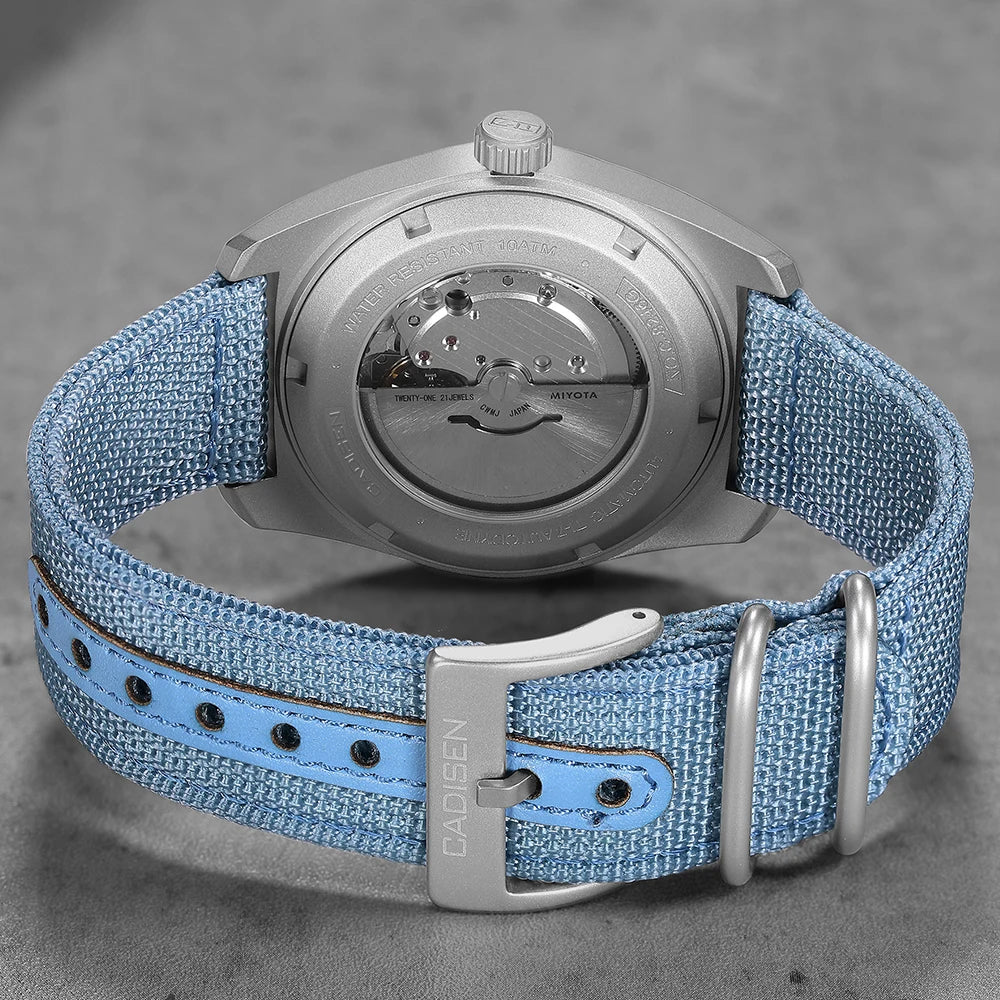 CADISEN TI-7 Autodyne Titanium Automatic Mechanical Watch Man Canvas Wristwatch MIYOTA 8215 Watches USA Warehouse Delivery