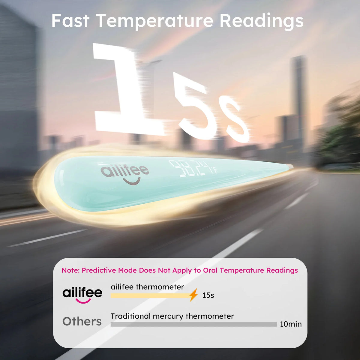 AILIFEE Oral Digital Thermometer, Rechargeable Thermometer for Baby, Toddlers, Kids & Adults, Medical-Grade Accurate Fast Reading  with LED Display & Fever Alert, AET-F371