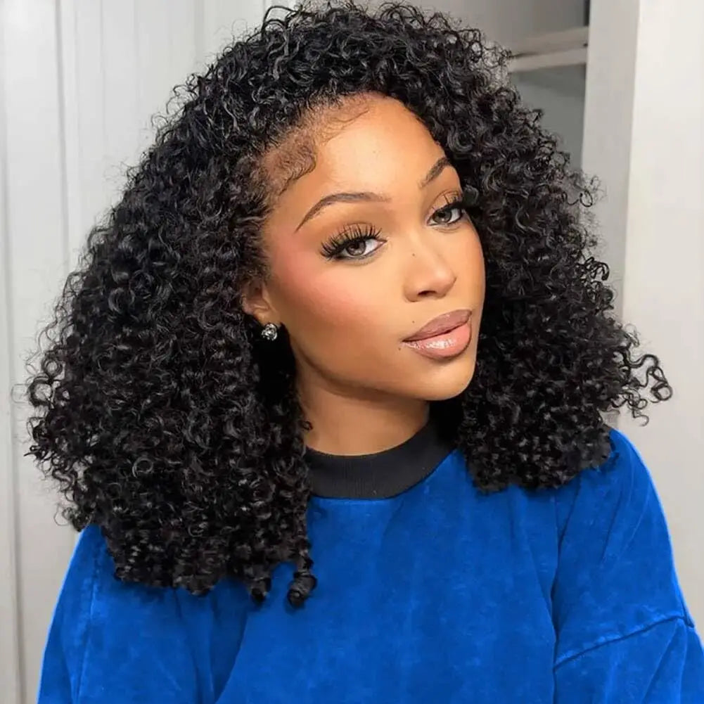 TAHIKIE Remy Curly Human Hair Three In One Half Wig