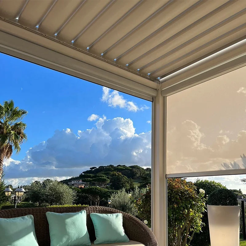Electric Adjustable Aluminum Louvered Pergola Rainproof Outdoor Sunshade Gazebo