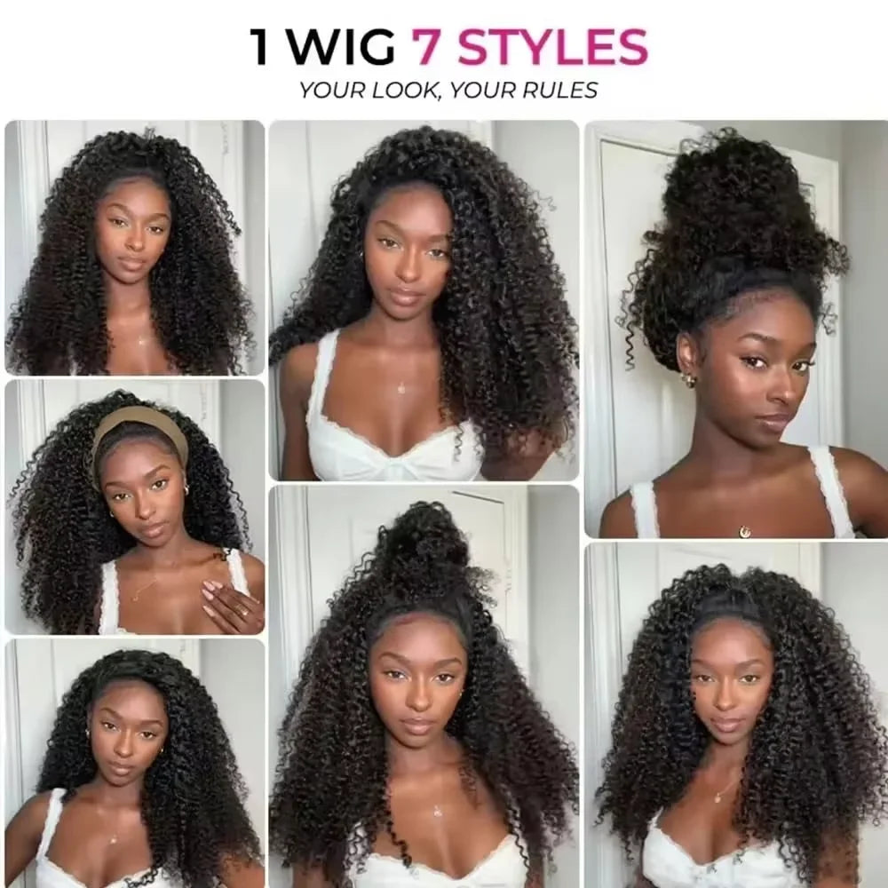 TAHIKIE Remy Curly Human Hair Three In One Half Wig