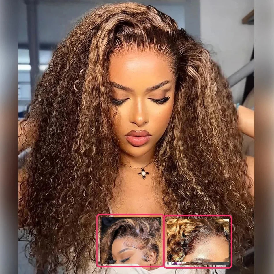 ALIKODY Deep Wave Human Hair HD Lace Closure Glueless Wig