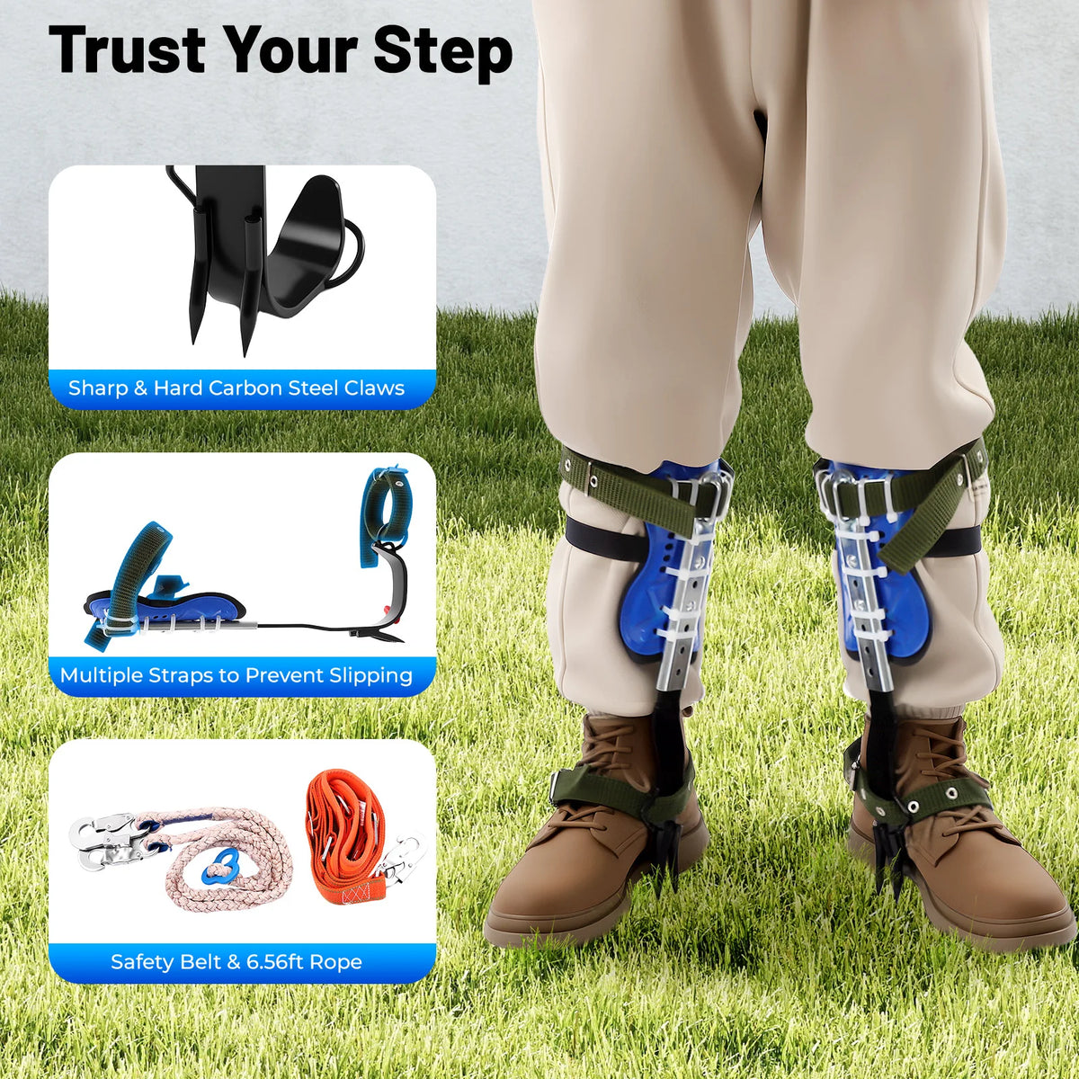 Adjustable Steel Tree Climbing Spikes Set Professional Grade
