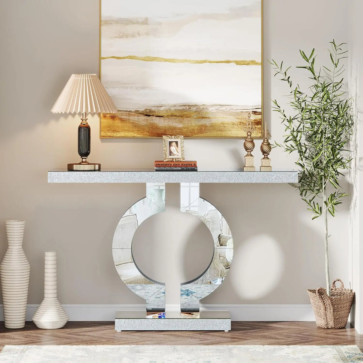 Tribesigns Modern Mirrored Console Table for Entryways and Hallways