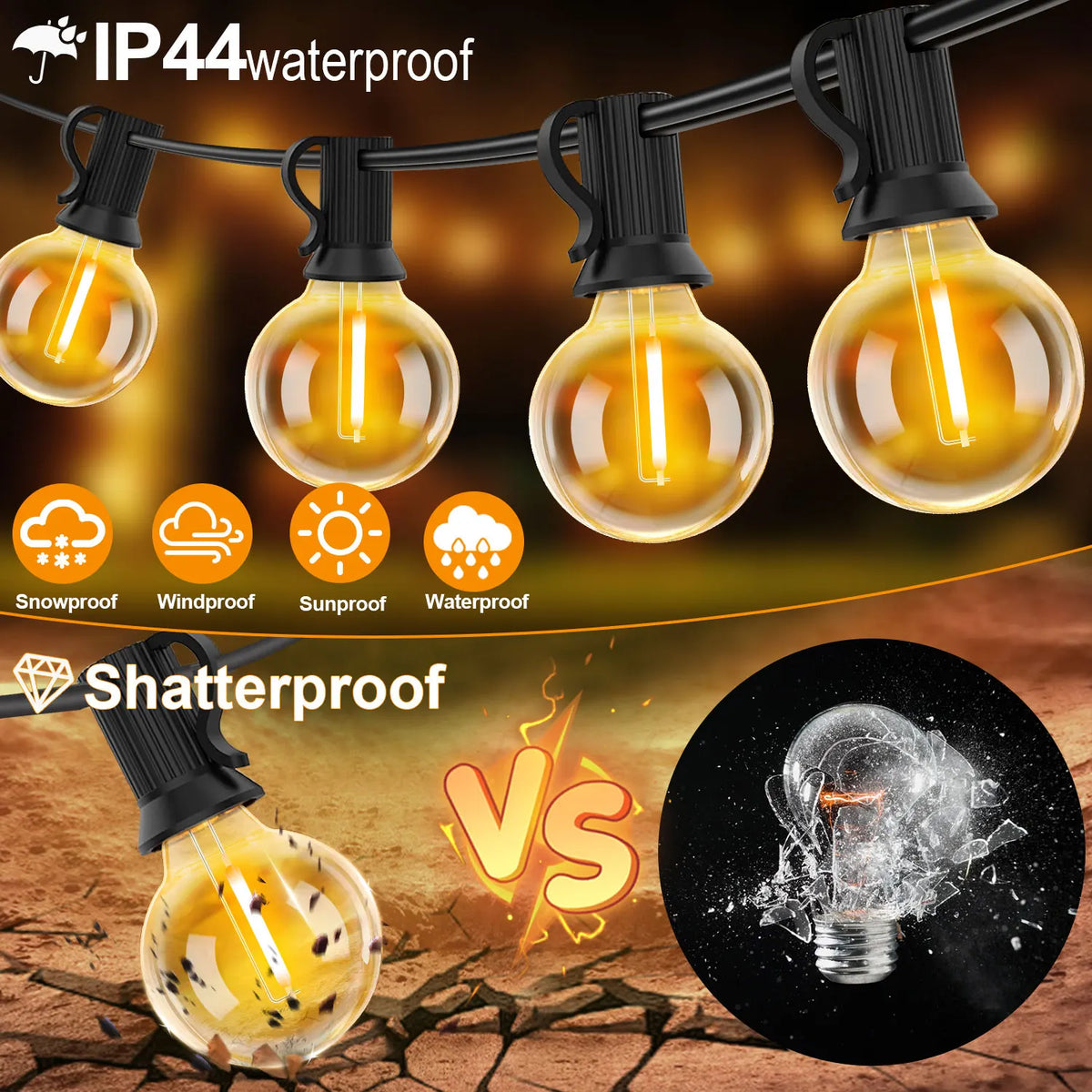 Shatterproof Solar String Lights With Remote For Outdoor Garden