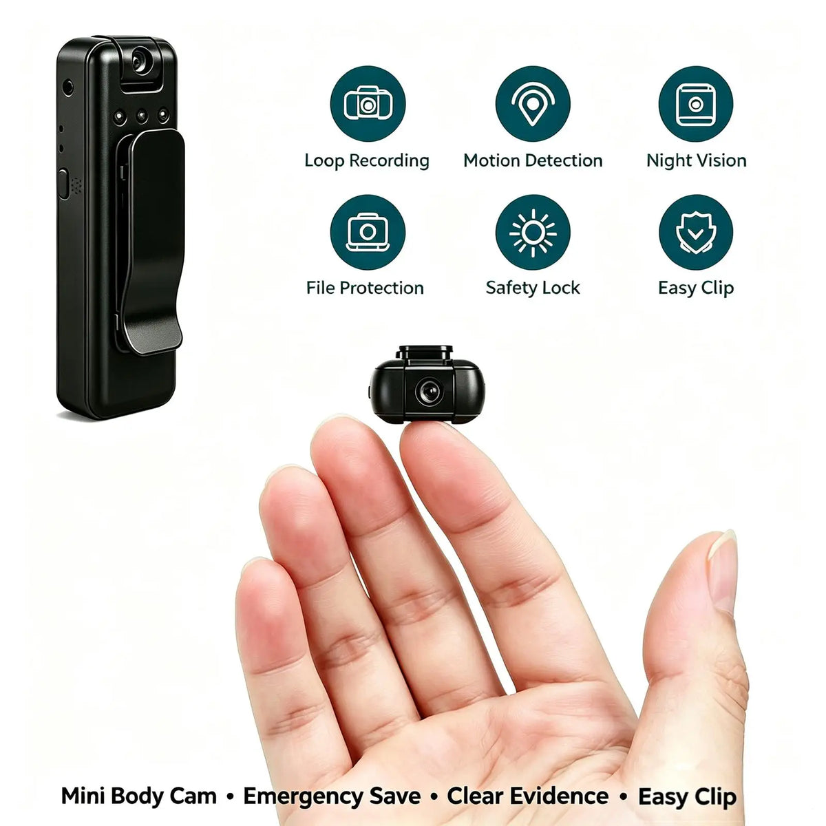 A8 Portable Mini Body Camera Recorder, 1080P HD Wearable Video Cam With Night Vision, 360° Adjustable Rotating Lens, Clipon Design, Loop Record, Large Battery, Tiny Pocket Cam For Meetings, Outdoor Commuting & Daily Use