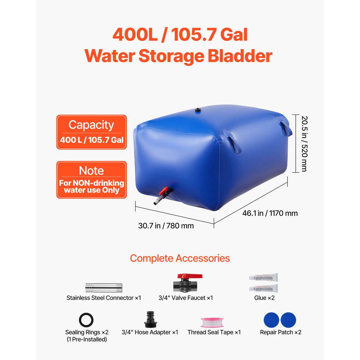Portable TPU Water Storage Bladder Collapsible Soft Bag