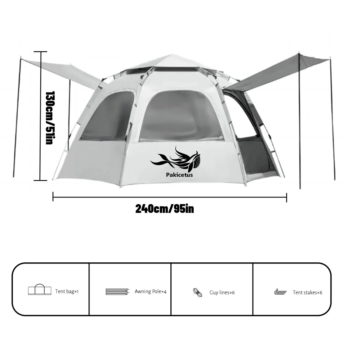 Pakicetus Spherical Hexagonal Camping Tent With Six Sided Ventilation