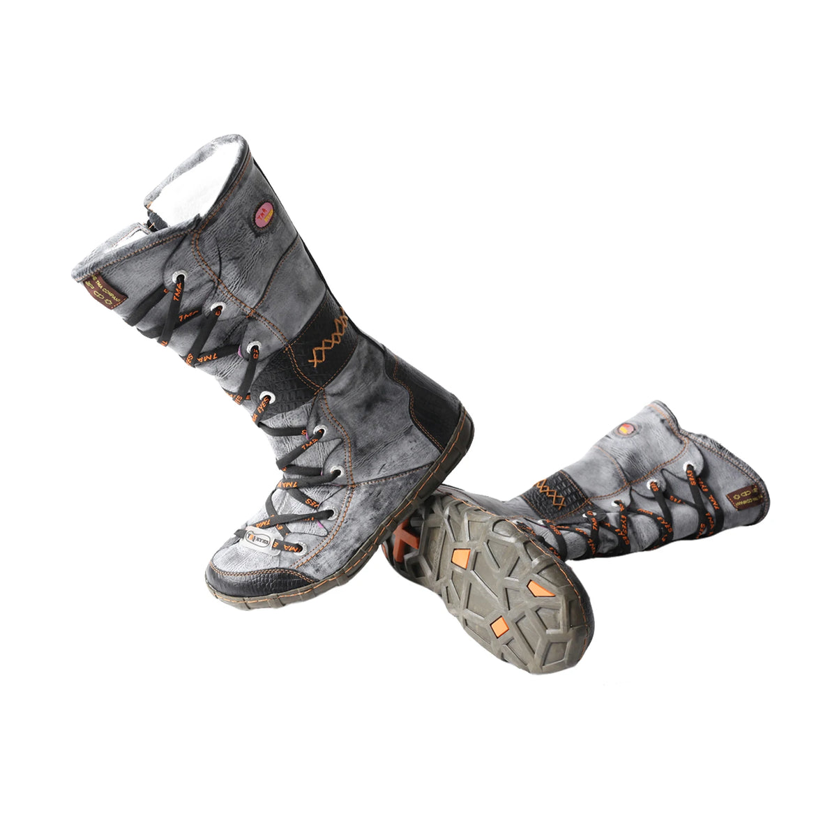 TMA EYES Women's Mid Calf Snow Boots Warm Fuzzy Lined Side Zipper Vintage Casual Winter Boots for Cold Weather Outdoor