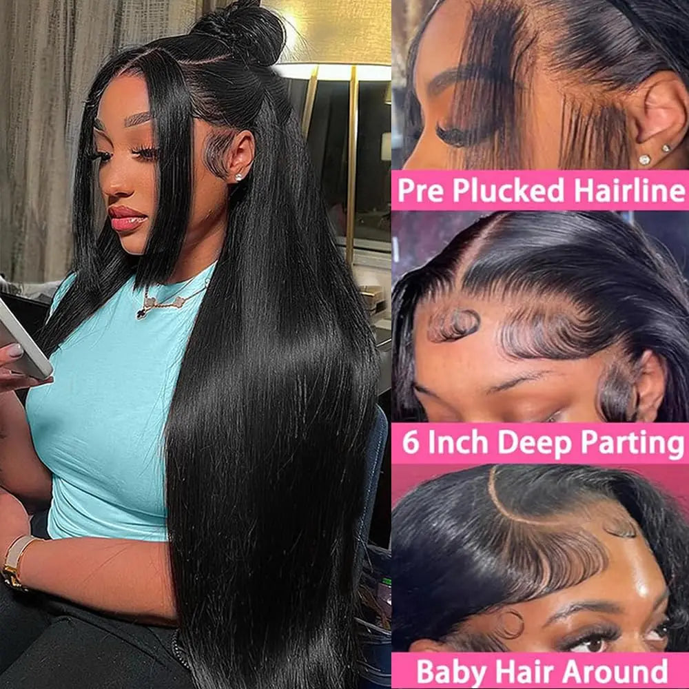 CYPHA Brazilian Remy Human Hair Straight Lace Front Wig