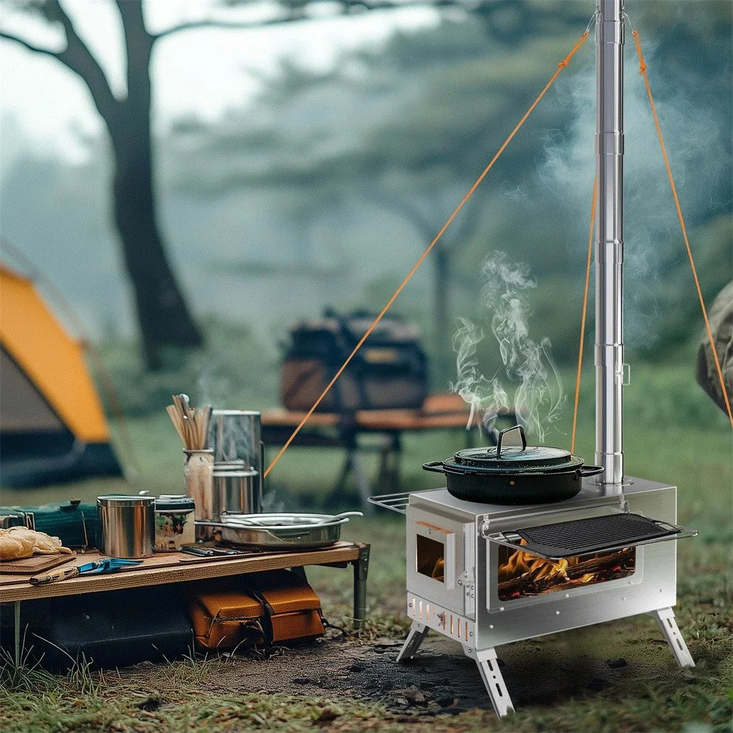 Portable Stainless Steel Wood Stove For Outdoor Camping And Cooking
