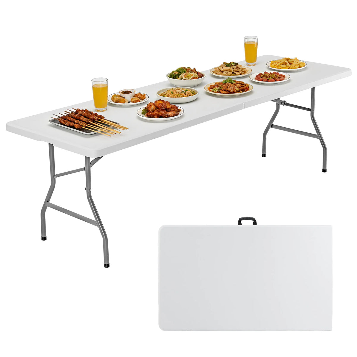 MCQ Folding Picnic Table Portable Metal Camp Table With Handle