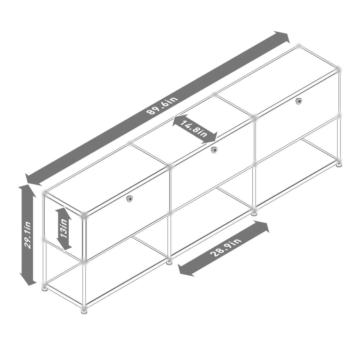 Modern Stainless Steel Storage Cabinet TV Stand for Living Room