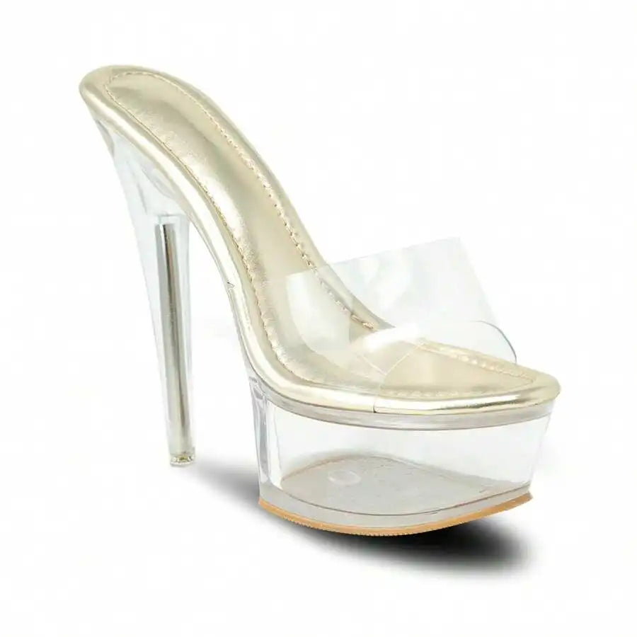 Women Bold Transparent Platform Heels – Statement Sandals