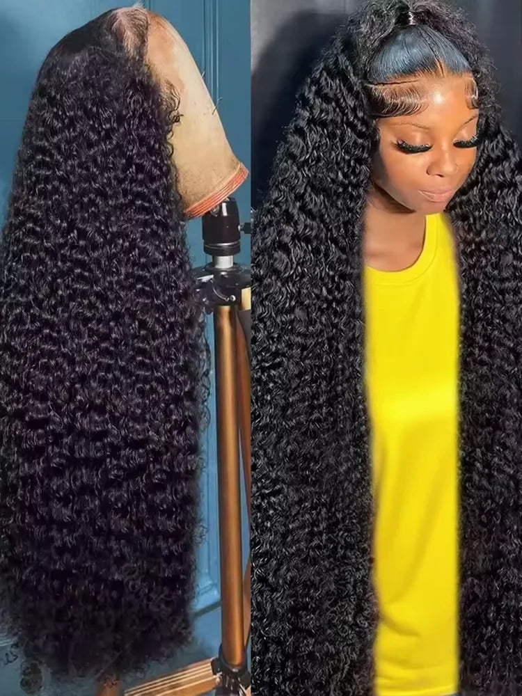 Missblue Malaysian Curly Human Hair Lace Front Wig Deep Wave