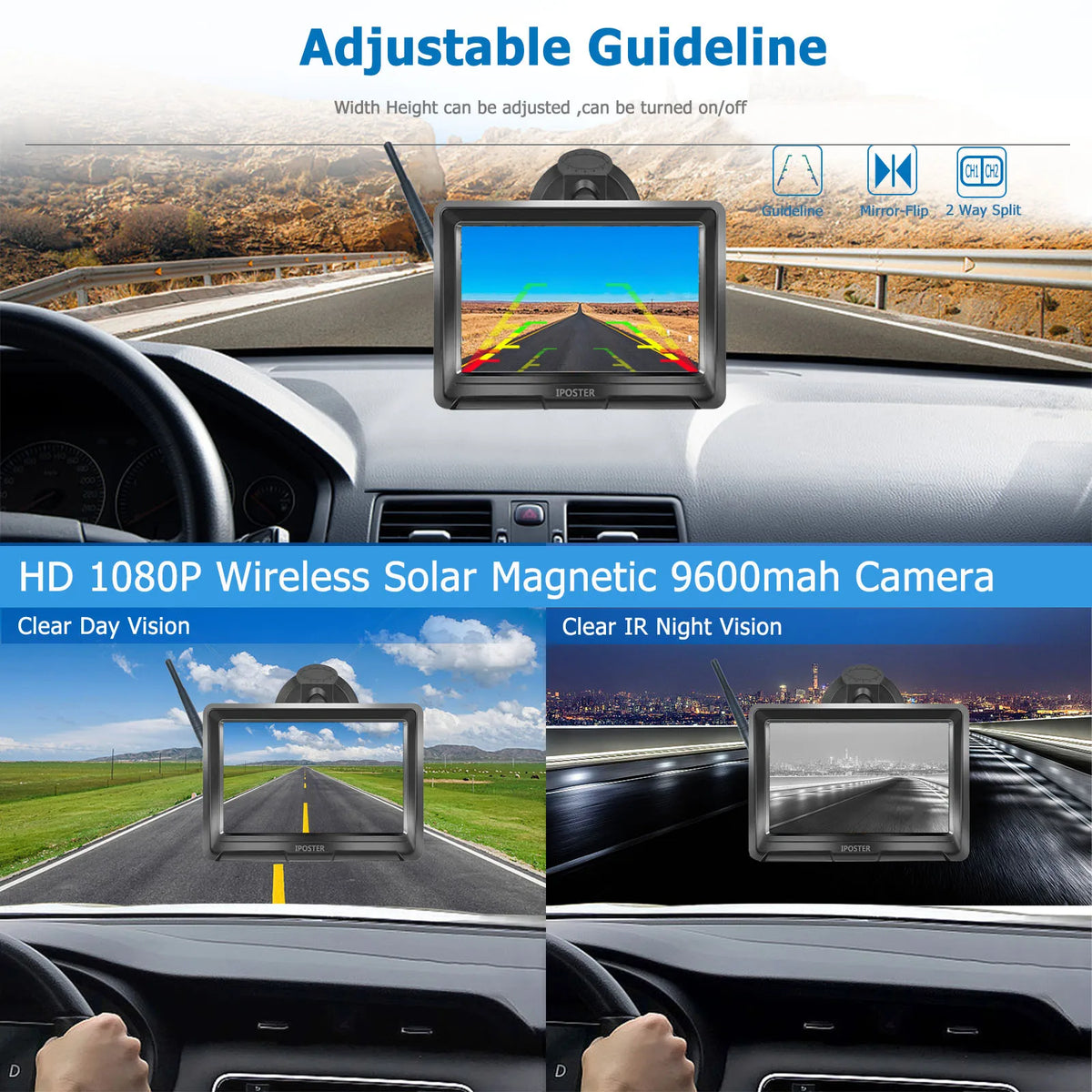 Iposter Wireless Backup Camera With 1080P HD And Magnetic Installation