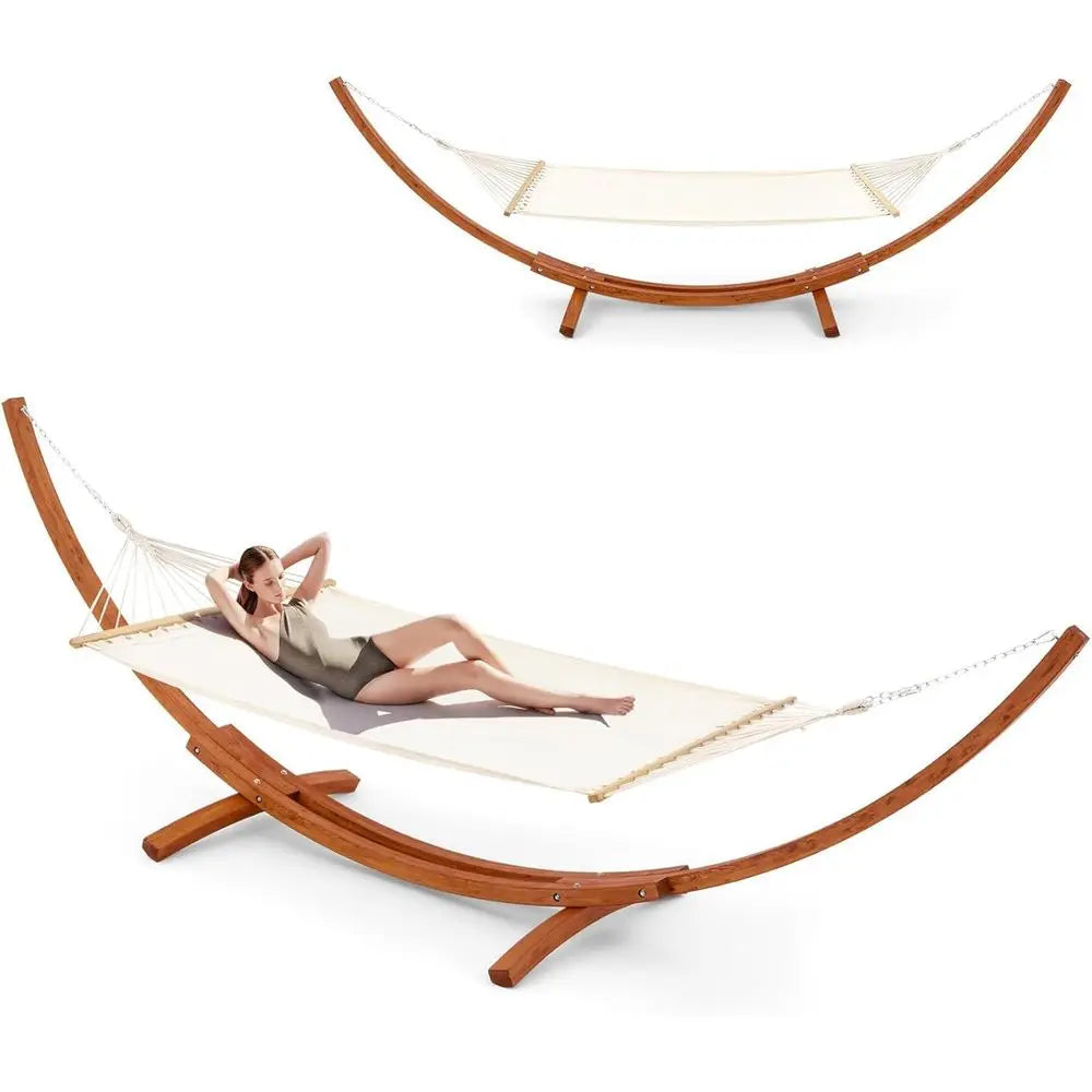 Heavy Duty Double Hammock With Stand For Backyard Porch Patio