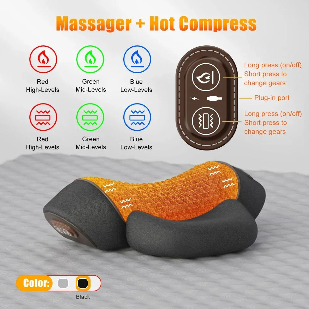 Electric Neck Massager Pillow Cervical Stretcher Heating Vibration Massage Back Traction Orthopedic Sleeping Pillows Support