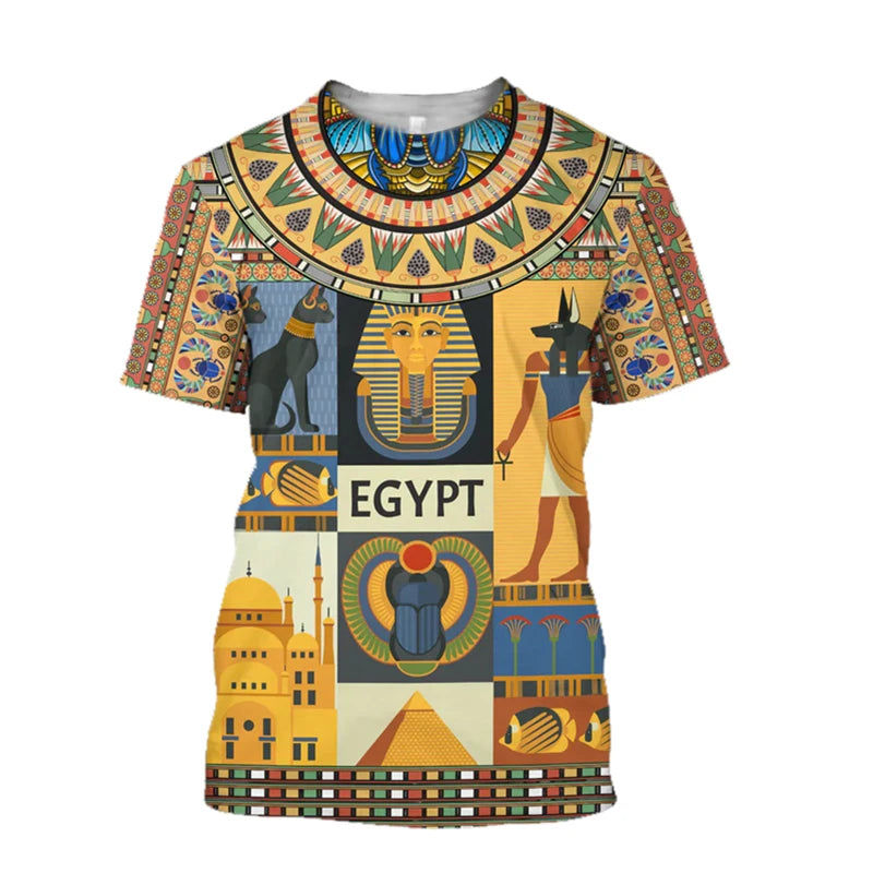 Mystery Egyptian Anubis T-shirt Men Women Clothing Short Sleeve O-neck T Shirts 3D Printed Ancient Egypt Pattern 2025 Travel Tee