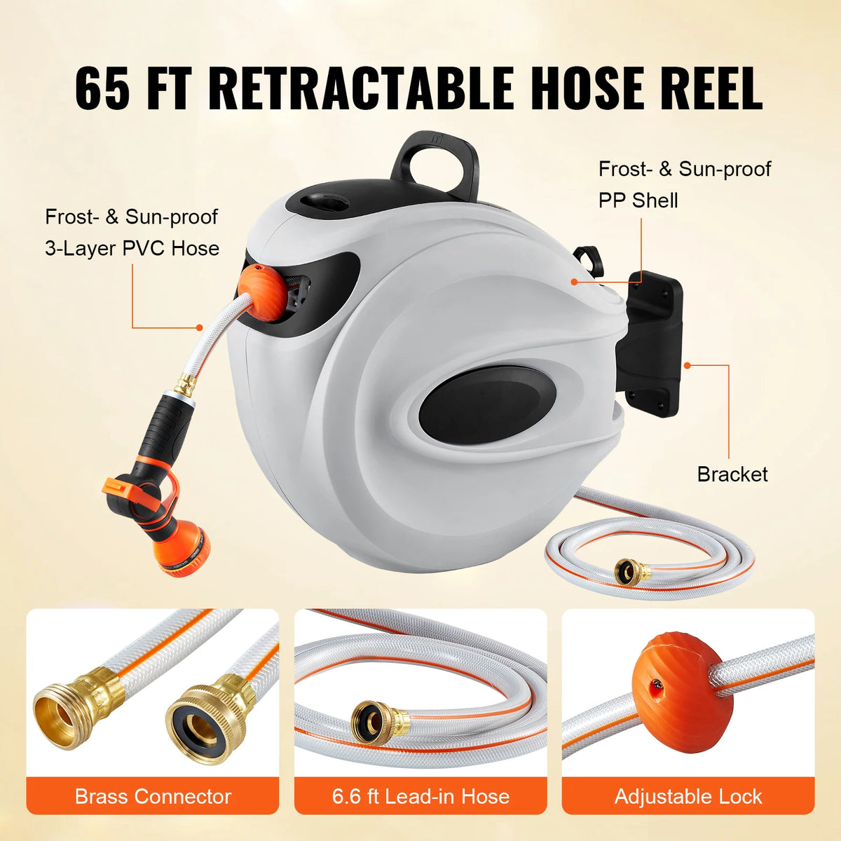 SucceBuy Retractable Automatic Rewind Wall Mount Garden Hose Reel