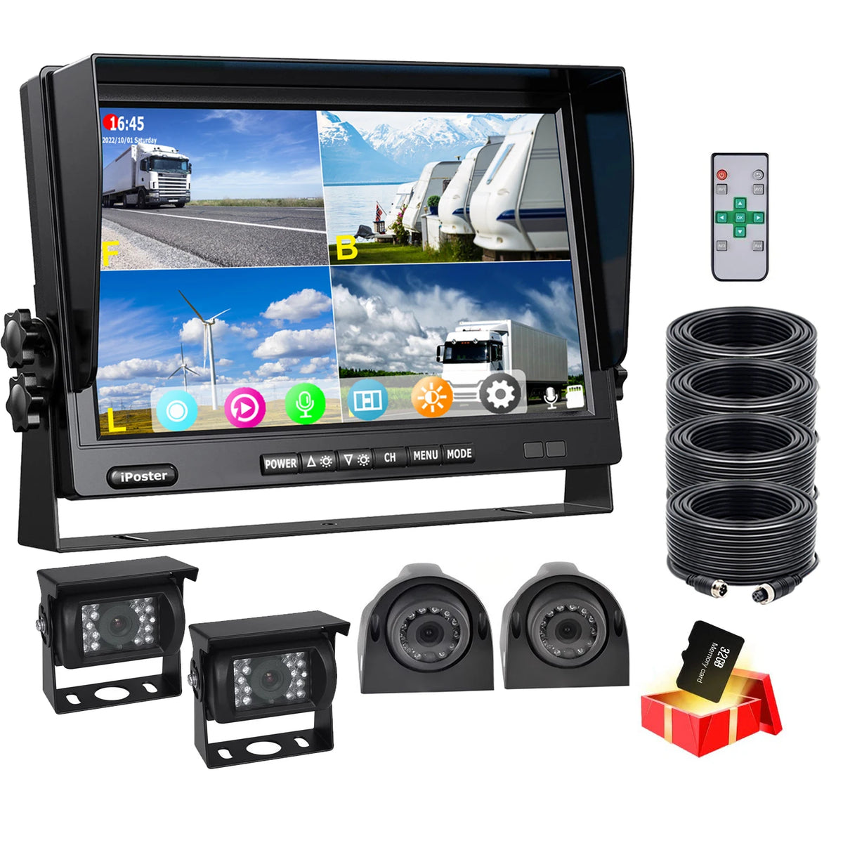 Iposter Ahd Quad Dvr Monitor Featuring 1080p Backup Cameras