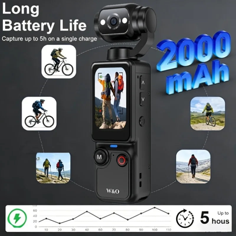 W&O 4K Compact Camcorder With Flip Screen And Auto Focus For Travel